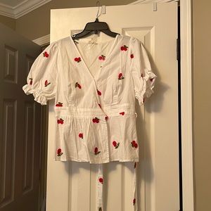Cherry tie blouse